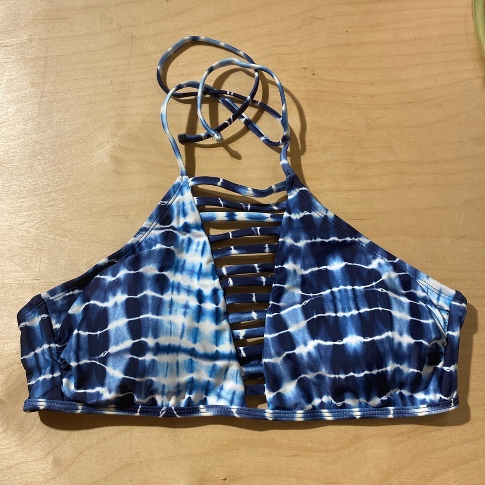 NOBO Blue Tie-Dye Strappy Bikini Top Size Large (11-13) (GW)